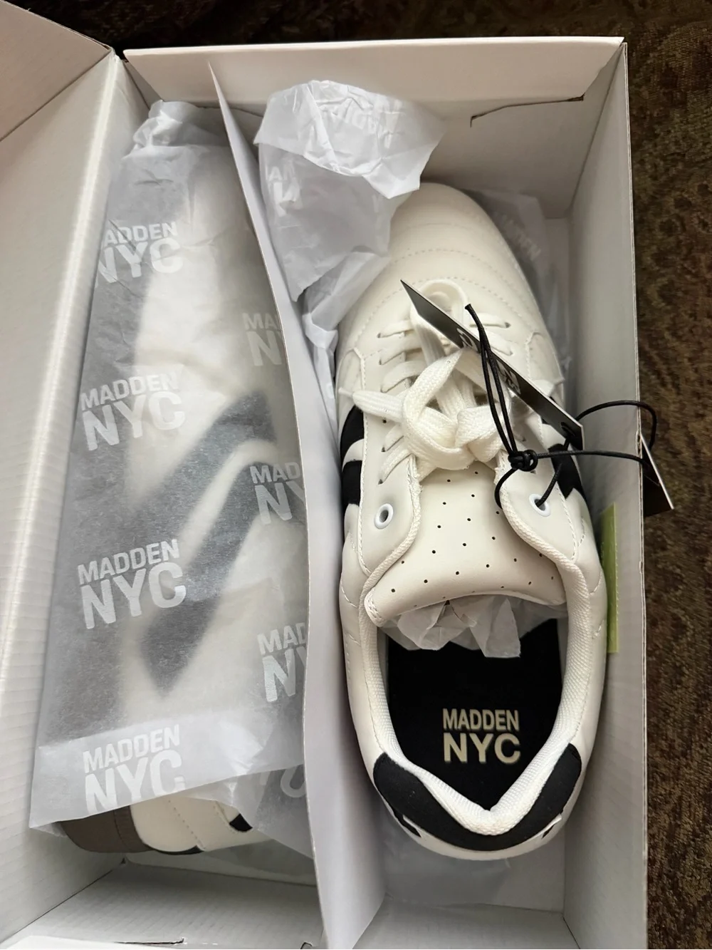 Men's White Sneakers with Black Accent Stripes
